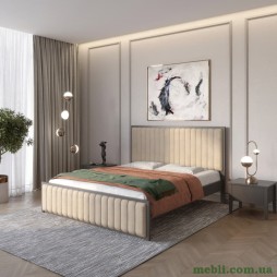 Двоспальне дерев'яне ліжко Mebigrand Відень Графітовий (RAL9011)/Аляска 23 (Бежевий) 140х200
