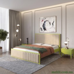 Двоспальне дерев'яне ліжко Mebigrand Відень Лайм (S3050G70Y)/Аляска 23 (Бежевий) 180х200