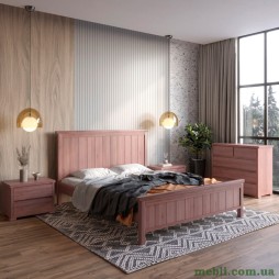 Двоспальне дерев'яне ліжко Mebigrand Вірджинія Горіх лісовий 140х200