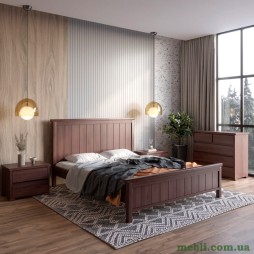 Двоспальне дерев'яне ліжко Mebigrand Вірджинія Горіх темний 140х200