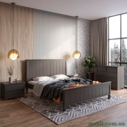 Двоспальне дерев'яне ліжко Mebigrand Вірджинія Графітовий (RAL9011) 180х200