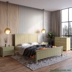 Двоспальне дерев'яне ліжко Mebigrand Вірджинія Оливковий (RAL1020) 160х200