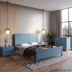 Двоспальне дерев'яне ліжко Mebigrand Вірджинія Сіро-синій (S7010R90B) 160х200