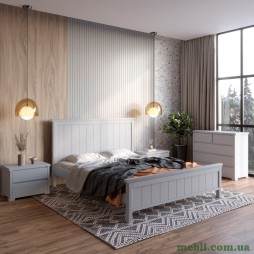 Двоспальне дерев'яне ліжко Mebigrand Вірджинія Світло-сірий (RAL-7040) 140х190