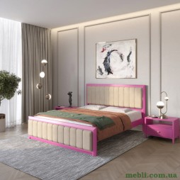 Односпальне дерев'яне ліжко Mebigrand Барселона Б1 Рожевий (S2060R30B)/Аляска 23 (Бежевий) 90х190