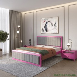 Односпальне дерев'яне ліжко Mebigrand Барселона Б1 Рожевий (S2060R30B)/Аляска 93 (Сірий) 90х200