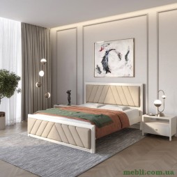 Односпальне дерев'яне ліжко Mebigrand Барселона Б2 Бежевий (S2005Y50R)/Аляска 23 (Бежевий) 80х200