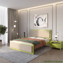 Односпальне дерев'яне ліжко Mebigrand Барселона Б4 Лайм (S3050G70Y)/Аляска 23 (Бежевий) 90х200