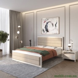 Односпальне дерев'яне ліжко Mebigrand Барселона Б5 Бежевий (S2005Y50R)/Аляска 23 (Бежевий) 90х200