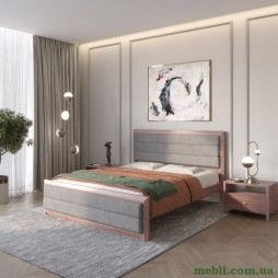 Односпальне дерев'яне ліжко Mebigrand Барселона Б5 Горіх лісний/Аляска 93 (Сірий) 80х200