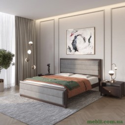 Односпальне дерев'яне ліжко Mebigrand Барселона Б5 Венге/Аляска 93 (Сірий) 80х190