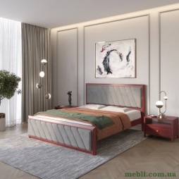 Односпальне дерев'яне ліжко Mebigrand Барселона Б6 Махонь/Аляска 93 (Сірий) 80х190