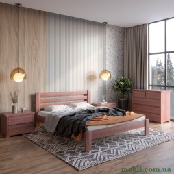 Односпальне дерев'яне ліжко Mebigrand Колумбія Горіх лісовий 90х200