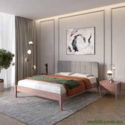 Односпальне дерев'яне ліжко Mebigrand Лондон ДК Горіх лісовий/Аляска 93 (Сірий) Б1 70х190