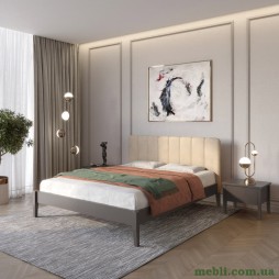 Односпальне дерев'яне ліжко Mebigrand Лондон ДК Графітовий (RAL9011)/Аляска 23 (Бежевий) Б1 90х200