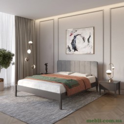 Односпальне дерев'яне ліжко Mebigrand Лондон ДК Графітовий (RAL9011)/Аляска 93 (Сірий) Б1 80х190