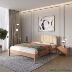 Односпальне дерев'яне ліжко Mebigrand Лондон ДК Коричневий (RAL8025)/Аляска 23 (Бежевий) Б1 70х190