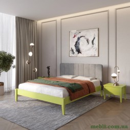 Односпальне дерев'яне ліжко Mebigrand Лондон ДК Лайм (S3050G70Y)/Аляска 93 (Сірий) Б1 90х200