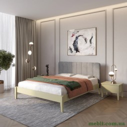 Односпальне дерев'яне ліжко Mebigrand Лондон ДК Оливковий (RAL1020)//Аляска 93 (Сірий) Б1 80х200