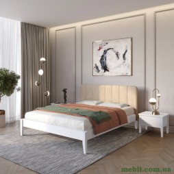 Односпальне дерев'яне ліжко Mebigrand Лондон ДК Сіро-блакитний (S2010R80B)/Аляска 23 (Бежевий) Б1 80х190