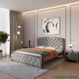 Односпальне дерев'яне ліжко Mebigrand Мехіко Графітовий (RAL9011)/Аляска 93 (Сірий) 90х200