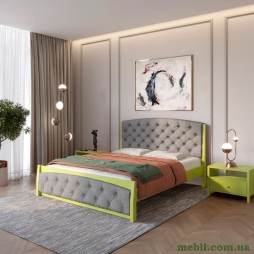 Односпальне дерев'яне ліжко Mebigrand Мехіко Лайм (S3050G70Y)/Аляска 93 (Сірий) 90х190