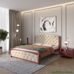 Односпальне дерев'яне ліжко Mebigrand Мехіко Махонь/Аляска 23 (Бежевий) 90х200