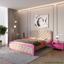 Односпальне дерев'яне ліжко Mebigrand Мехіко Рожевий (S2060R30B)/Аляска 23 (Бежевий) 90х190