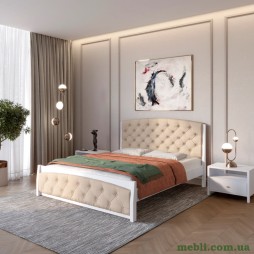 Односпальне дерев'яне ліжко Mebigrand Мехіко Сіро-блакитний (S2010R80B)/Аляска 23 (Бежевий) 90х200