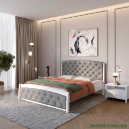 Односпальне дерев'яне ліжко Mebigrand Мехіко Сіро-блакитний (S2010R80B)/Аляска 93 (Сірий) 80х200