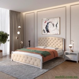 Односпальне дерев'яне ліжко Mebigrand Мехіко Світло-сірий (RAL7040)/Аляска 23 (Бежевий) 80х200