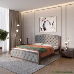 Односпальне дерев'яне ліжко Mebigrand Мехіко Венге/Аляска 93 (Сірий) 90х190