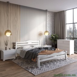 Односпальне дерев'яне ліжко Mebigrand Монако Білий (RAL9003) 90х200