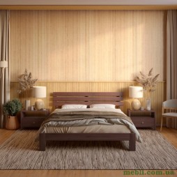 Односпальне дерев'яне ліжко Mebigrand Новара Горіх темний 70х190