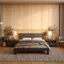 Односпальне дерев'яне ліжко Mebigrand Новара Графітовий (RAL9011) 70х190