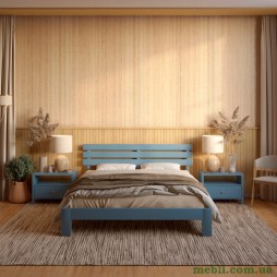 Односпальне дерев'яне ліжко Mebigrand Новара Сіро-синій (S7010R90B) 80х200