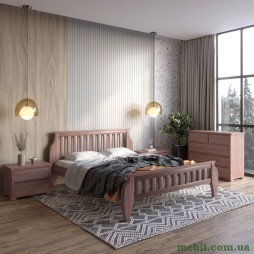 Односпальне дерев'яне ліжко Mebigrand Прага Горіх лісовий 90х200