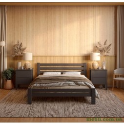 Односпальне дерев'яне ліжко Mebigrand Прем'єра Графітовий (RAL9011) 70х190