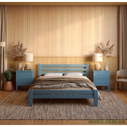 Односпальне дерев'яне ліжко Mebigrand Прем'єра Сіро-синій (S7010R90B) 80х190