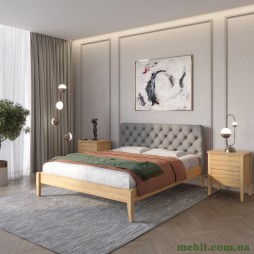 Односпальне дерев'яне ліжко Mebigrand Рим ДК Горіх світлий/Аляска 93 (Сірий) Б3 80х200