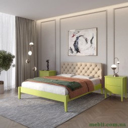 Односпальне дерев'яне ліжко Mebigrand Рим ДК Лайм (S3050G70Y)/Аляска 23 (Бежевий) Б3 90х200