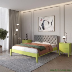 Односпальне дерев'яне ліжко Mebigrand Рим ДК Лайм (S3050G70Y)/Аляска 93 (Сірий) Б3 70х190