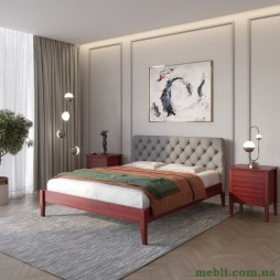 Односпальне дерев'яне ліжко Mebigrand Рим ДК Махонь/Аляска 93 (Сірий) Б3 70х190