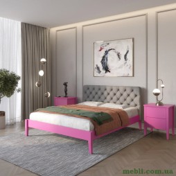 Односпальне дерев'яне ліжко Mebigrand Рим ДК Рожевий (S2060R30B)/Аляска 93 (Сірий) Б3 70х200