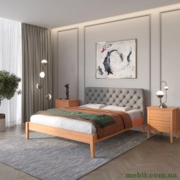 Односпальне дерев'яне ліжко Mebigrand Рим ДК Яблуня/Аляска 93 (Сірий) Б3 80х190