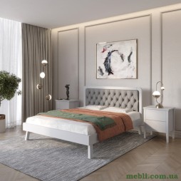 Односпальне дерев'яне ліжко Mebigrand Токіо Світло-сірий (RAL-7040)/Аляска 93 (Сірий) 90х200