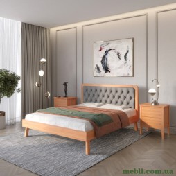 Односпальне дерев'яне ліжко Mebigrand Токіо Яблуня/Аляска 93 (Сірий) 90х190