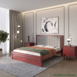 Односпальне дерев'яне ліжко Mebigrand Торонто Т1 Махонь/Аляска 93 (сірий) 80х200