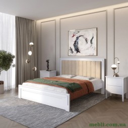 Односпальне дерев'яне ліжко Mebigrand Торонто Т1 Сіро-блакитний/Аляска 23 (бежевий) 90х200