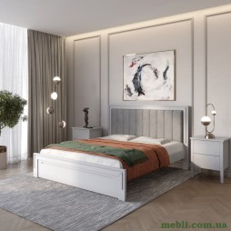 Односпальне дерев'яне ліжко Mebigrand Торонто Т1 Світло-сірий/Аляска 93 (сірий) 90х190